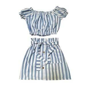 SHEIN Two Piece Cropped Shirt and Skirt Outfit Size 11/12